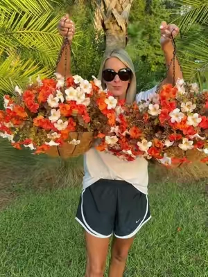 2 piece artificial hanging flower baskets. Comes with flowers and hanging basket! #flowerbasket #artificialflowers #fallflowers #creatorsearchinsights #decoratingforfall 