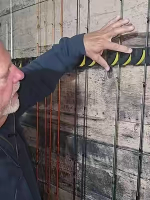 Vertical fishing rod holders  #fishing #fishinglife #fisherman #fishingrod #organize 