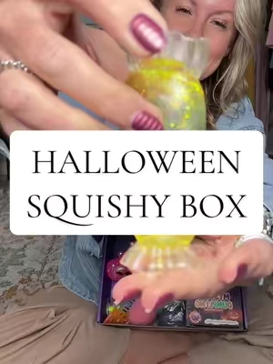 This box of Halloween squishies would make perfect boo basket stuffers #halloweensquishies #halloweendumpling #squishies #squishytoys #boobasketstuffers 