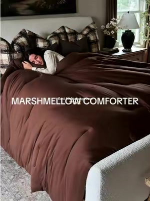 why does it literally feel like christmas morning 🥹🤎🤎🤎🤎 #mellowsleep #marshmellowcomforter #brownbedding #moodybedding #fluffycomforter 