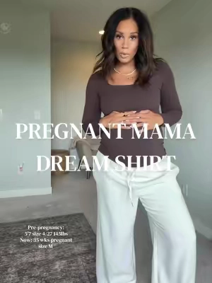 @Momanda.Official long sleeve maternity shirt #maternityfashion #maternityshirt #bumpfriendly #bumpfriendlyfashion 