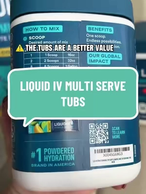 These multi serve tubs are a better value than the sticks 🍋🍋‍🟩💦 @Liquid I.V. #electrolytes #hydration 