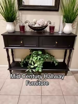 A hallway doesn’t have to be boring. This HLR Mid-Century Modern Entryway Table adds warm dark wood, retro-chic style, and useful display space without overwhelming the room. Style it with a lamp, artwork, books, baskets, or your favorite decor. Perfect for an entryway, hallway, foyer, or living room where you want practical furniture that still looks stylish. #HallwayDecor #EntrywayFurniture #MidCenturyModern #HomeDecor #TikTokshopbacktoschool @HLR Furniture US 
