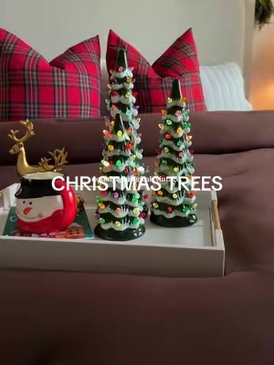 frosted ceramic 90’s Christmas trees 🥹🎄🌨️ oh I had to have them ❤️ #christmasdecor #christmasdecorating #christmasaesthetic #nostalgicchristmas 