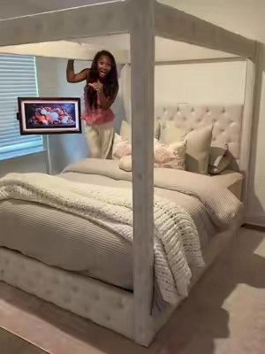 You deserve a grown bedroom. ✨💗 #CanopyBed #Bedframe #LuxuryBedroom #BedroomIdeas 