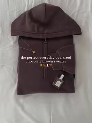so cute with some leggings 🤎 #TikTokshopbacktoschool #hoodie #fallfashion #falloutfits #oversized oversized brown baggy quarter zip hoodie chic fall outfit inspo ideas simple