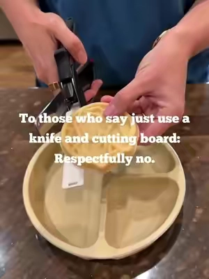 The toddler-mealtime hack I wish I’d found sooner 🙌 these scissors cut breakfast into baby-safe bites faster than any knife and cutting board — and there’s way less to clean up after. Snip and serve. #toddlermom#foodprep#momhack#kitchengadgets#momlife