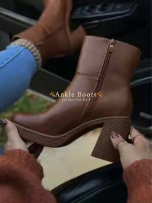 These chunky heel ankle boots will be on repeat for the Fall🤎🍂 #fallboots #boots #fallshoes #ankleboots #fall @Rihero 