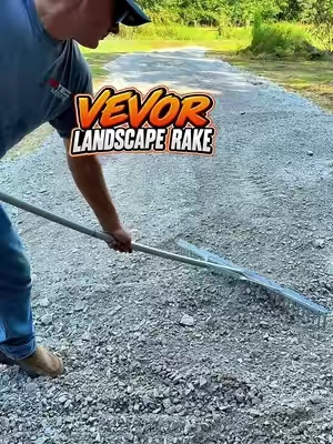 VEVOR 36” Aluminum Landscape Rake – Heavy Duty Grading & Leveling Rake SEO Description: The VEVOR 36-inch aluminum landscape rake is built for leveling dirt, spreading gravel, grading soil, smoothing driveways, landscaping, lawn prep, garden work, beach and lakefront cleanup, removing rocks and debris, spreading mulch, and preparing seed beds. The extra-wide 36” rake head covers more ground with every pass, while the 75” long handle gives you plenty of reach. Great for homeowners, landscapers, contractors, farms, gardens, gravel driveways, yards, and property maintenance. On-Screen Hook: STOP FIGHTING YOUR LANDSCAPE WITH A SMALL RAKE! Or more product-focused: 36” WIDE = LEVEL MORE GROUND FASTER 5 Hashtags: #LandscapeRake #LandscapingTools #DrivewayGrading #LawnCare #fall 