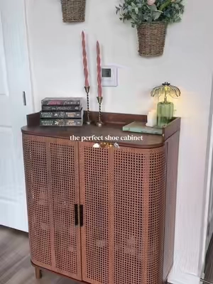 Has elevated my apartment so much 🤎✨ #shoestorage #shoestorageideas #shoecabinet #storage #storagehacks 