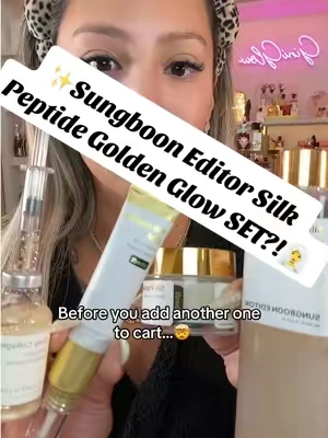 ✨ 🧖‍♀️SUNGBOON EDITOR SILK PEPTIDE GOLDEN GLOW SET ✨ All the viral glow essentials in ONE routine 👀💛 Silk peptides, EGF + collagen focused skincare for hydrated, plump looking, smooth, glassy skin ✨ And the fact that the whole set is bundled together?? 😭🫶🏼#sungbooneditorskincare #silkpeptideintensiveliftingampoule #koreanskincare #kbeautyskincare  @SUNGBOON EDITOR  Posted on 09/01/2026 | Prices & promos were accurate at time of posting but may change. This is my personal testimony. Results may vary.