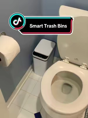 Keep those bins covered 🗑️! #smarttrashcan #bathroomtrashcan #trashcan #bathroomessentials #bathroomorganization 