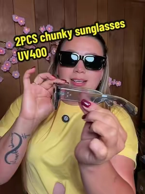 Respuesta a @Francisco Mosquera 2PCS chunky sunglasses UV400 protección real diseño moderno oferta limitada #sunglasses #uv400 #lentesdesol #summeressentials #parati 