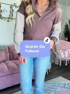 The perfect quarter zip pullover for transition to fall. It is so cozy and cute! @shewin_official_us @SHEWIN 