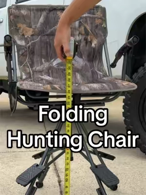 Folding Hunting Chair with 360° silent swivel, adjustable legs, padded seat, armrests and a 330 lb capacity. #huntinggear #huntingchair #deerhunting #outdoorgear #huntingseason