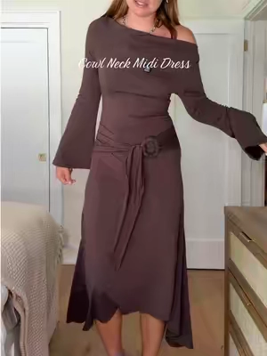 Mid length dress 🤎🍁 fall fashion @CiderCloset  runs true to size  #TikTokshopbacktoschool #tiktokshopcreatorpicks #Thanksgivingdress #holidaydress #fallfashion 