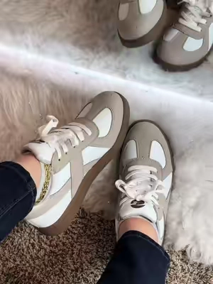 Zapatillas de seguridad para mujer estilo retro GAT (punta redonda y cordones) con puntera de acero: calzado de trabajo ligero y antideslizante para personal de almacén.#tiktokchopcreatorpick 