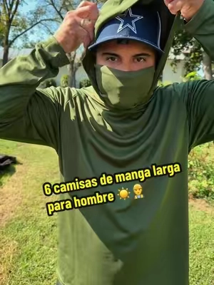 6 camisas de manga larga para hombre ☀️👷‍♂️ con capucha y cubrebocas integrado. Tela ligera de secado rápido, ideales para trabajar al aire libre, construcción, jardinería, pesca o cualquier actividad bajo el sol. #mensworkwear #workshirts #sunprotection #ropadetrabajo #hoodie 