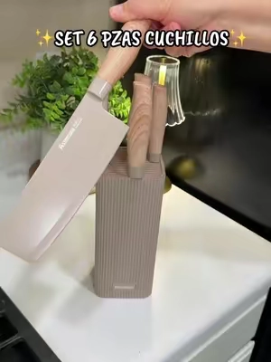 Set de 6 piezas para cocina con cuchillos, tijeras y raspador para facilitar la preparación de tus alimentos. 🔪✨ Hojas de acero inoxidable de alto carbono con diseño moderno y práctico. #TikTokshopbacktoschool #tiktokshopcreatorpicks #KitchenKnifeSet #KitchenTools #KitchenFinds