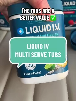 These multi serve tubs are a better value than the sticks 🍋🍋‍🟩💦 @Liquid I.V. #electrolytes #hydration 