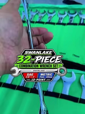 SWANLAKE 32-Piece Combination Wrench Set – SAE & Metric 1/4”-1” & 7mm-22mm, 12-Point Chrome Vanadium Hand Tool Set with Roll-Up Storage Pouches for Automotive, Mechanic, Garage & DIY Repair Upgrade your toolbox with this SWANLAKE 32-piece combination wrench set featuring both SAE and metric sizes for a wide range of repair and maintenance jobs. Each wrench features an open end and 12-point box end, making this set a versatile choice for automotive work, garage projects, equipment maintenance, home repairs and DIY jobs. Includes convenient roll-up storage pouches to help keep your wrenches organized and easy to transport. KEYWORDS: SWANLAKE wrench set, 32 piece wrench set, combination wrench set, SAE metric wrench set, mechanic tools, automotive tools, hand tools, 12 point wrench, chrome vanadium wrench, garage tools, tool set, open end wrench, box end wrench, car repair tools, DIY tools #WrenchSet #MechanicTools #AutomotiveTools #GarageTools #ToolSet