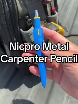 The Nicpro CP6000 Metal Carpenter Pencil includes a built-in sharpener, carbide scriber, and extra colored lead for marking different surfaces. #Nicpro #CarpenterPencil #WoodworkingTools #ConstructionTools #ToolTok