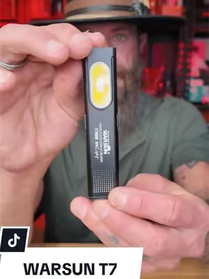 The WARSUN T7 EDC flashlight is a compact little work light that’s easy to keep on you! Magnetic base, pocket clip, USB-C rechargeable, and perfect for everyday tasks.  #WARSUN #EDC #Flashlight #EverydayCarry #EDCGear