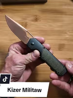 The Kizer Militaw TikTok Exclusive 🔥 Only 250 made! That Sunset Metal PVD paired with the glow-in-the-dark Micarta handle makes this one seriously stand out. Definitely a unique piece for the collection! #Kizer #KizerMilitaw #EDC #KnifeCommunity #LimitedEdition 