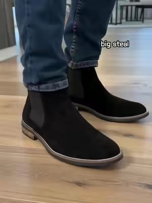 The easiest boots to style this season. Premium suede finish, stretchy side panels, zero break-in time! #chelseaboots #mensboots #suedeboots #mensoutfit #tiktokmademebuyit