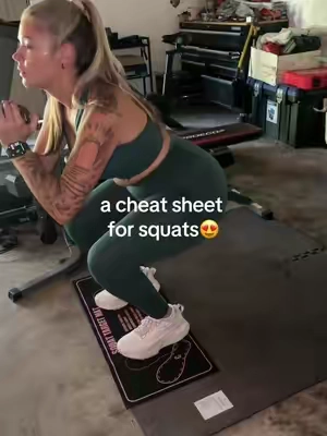 no, my garage is not aesthetically pleasing and that’s okay🫶🏼 loving this squat cheat sheet! ##mat##squats##workout##garagegym