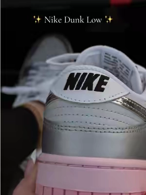 Pink and silver dunk low 🔥 #nikedunk #dunklow #sneakers #pinkshoes 