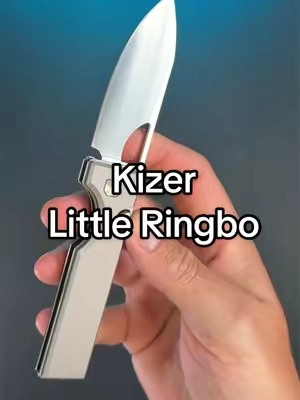 Kizer Little Ringbo with a 2.95” AEB-L blade, aluminum handle, button liner lock and deep-carry pocket clip. Available in gray, brown and blue. #Kizer #LittleRingbo #EDC #PocketKnife #KnifeTok