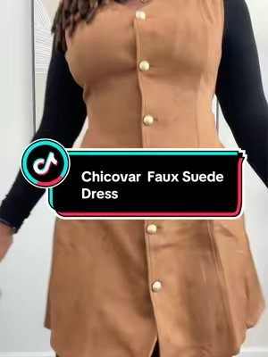 Okay THIS is a fall dress 😍 The faux suede, the gold buttons, the pockets AND that tie in the back to pull the waist in?! 🤎 I layered mine with a fitted long sleeve, tights and platforms and the whole look came together #tiktokshopstockup #tiktokshopcreatorpicks #sohochic #falldealsforyou #falldresses 