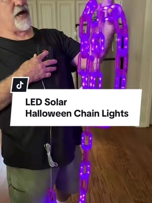 Halloween nights just got SPOOKIER! 🎃👻✨ These solar LED outdoor chain lights have 8 lighting modes and are waterproof🕷️🖤 #ledchainlight #HalloweenDecor #HalloweenLights #OutdoorDecor #SpookySeason 