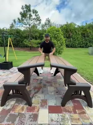 the viral Converta bench is back but won’t last long for sure #bench #outdoorfurniture #convertabench #qvc #qvctiktoksuperbrandday @QVC, Inc 