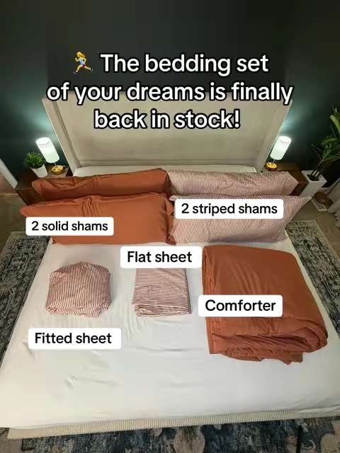 If you’ve been waiting on the restock of this 7-piece comforter set it’s BACK but you better hurry!! 4 shams, fitted sheet, fluffy comforter AND a flat sheet with pockets for this price is CRAZY! #comforterset #beddingset #sheetset #bedroominspo #bedding 